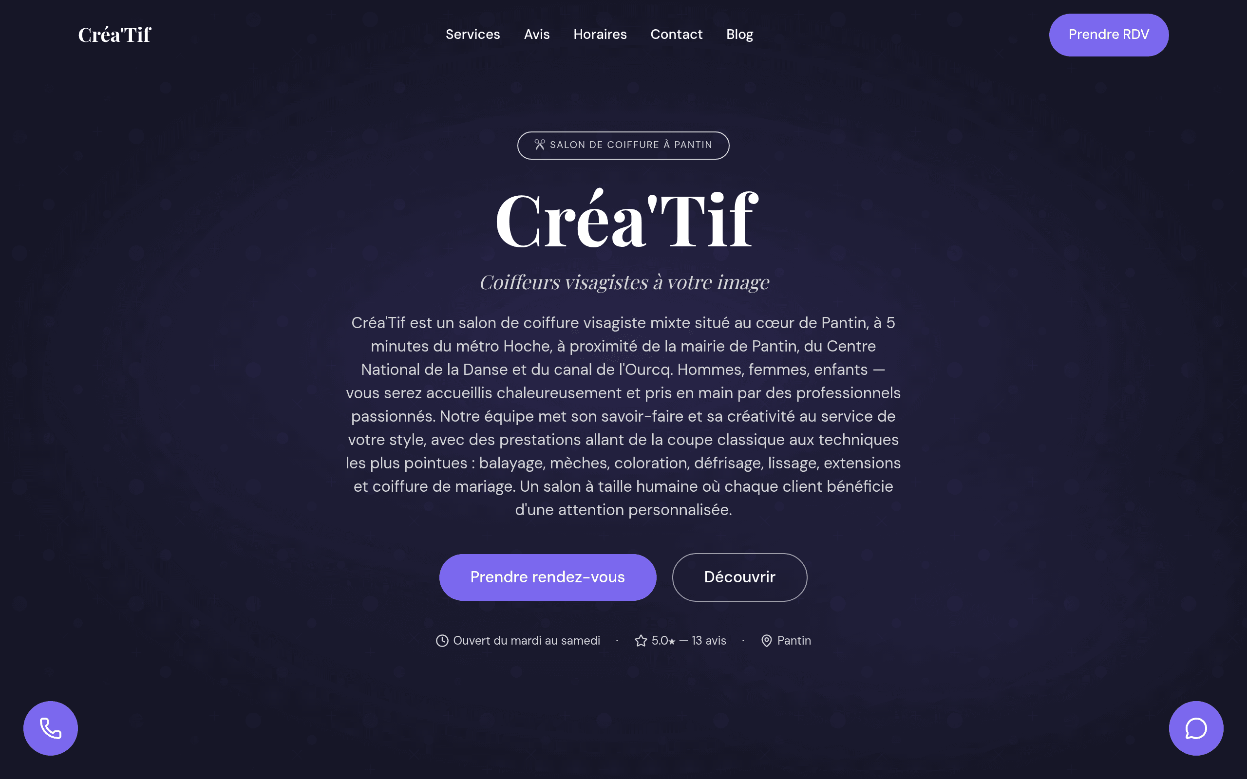 Site internet Créa'Tif — Salon de coiffure, Pantin